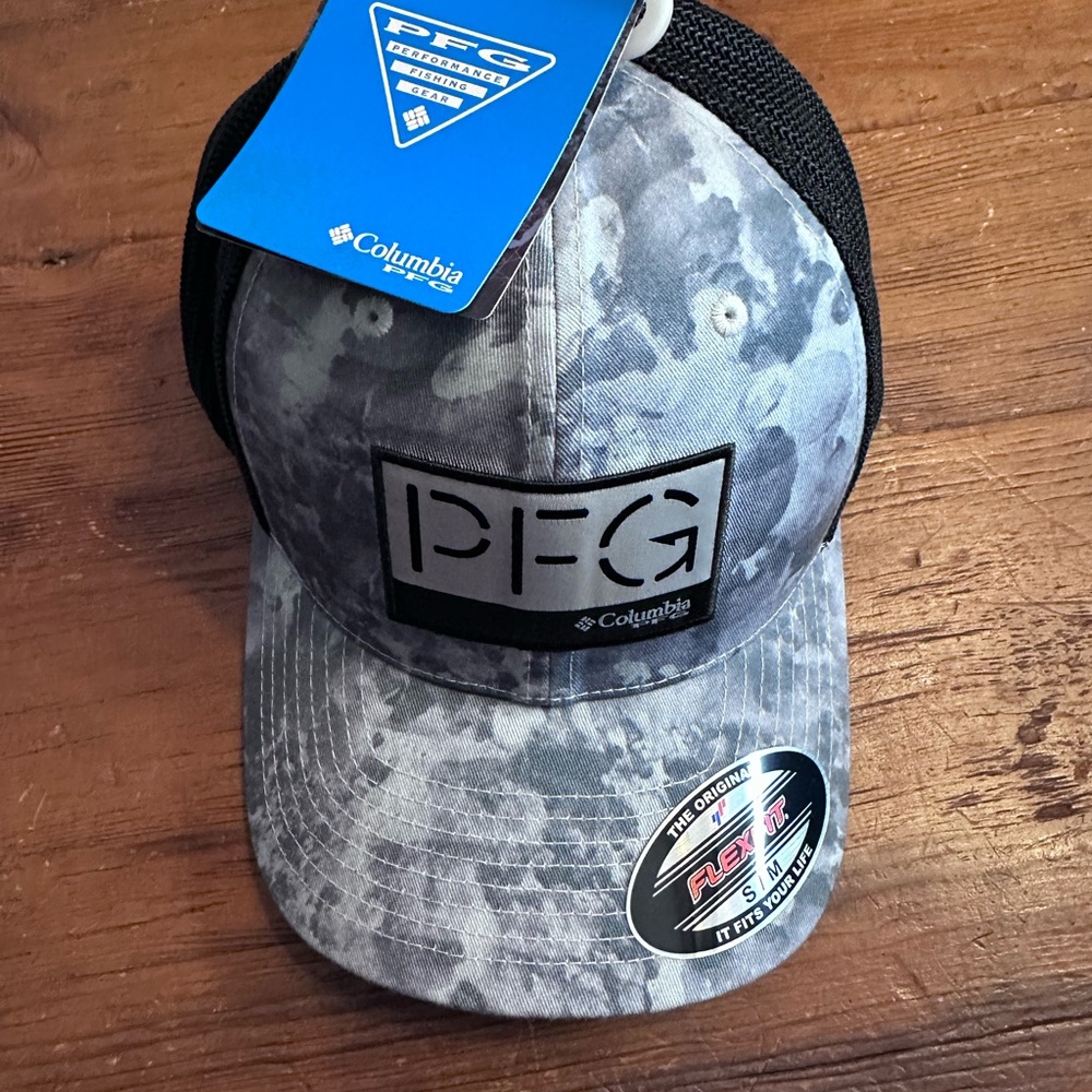 Columbia PFG Gray Camo Hat with Black Mesh